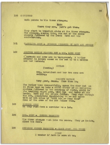 Moe Howard's 39pp. ''Second Draft'' Script Dated October 1935 for The Three Stooges Film ''Spook Movie Maniacs'', Working Title ''G-A-G Men'' -- Stapled for Binding, Very Good Condition